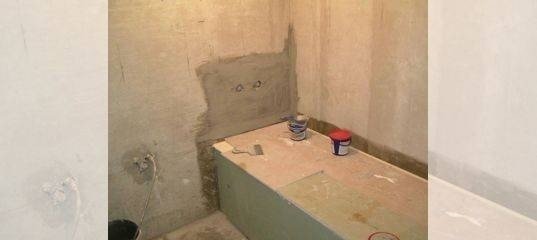 Штукатурка ванной комнаты под плитку