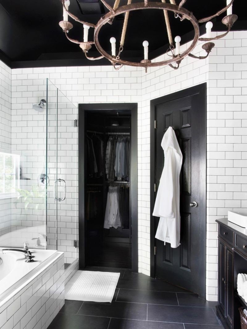 Чёрно белая ванная комната дизайн
