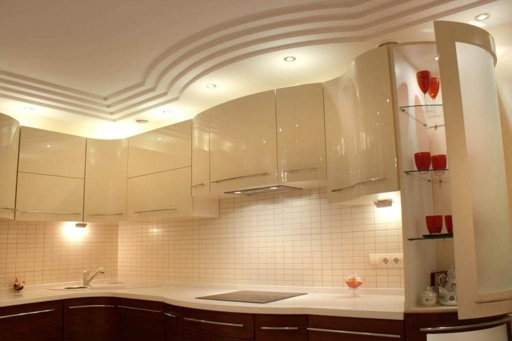 Красивые полукруглые потолки для кухни
