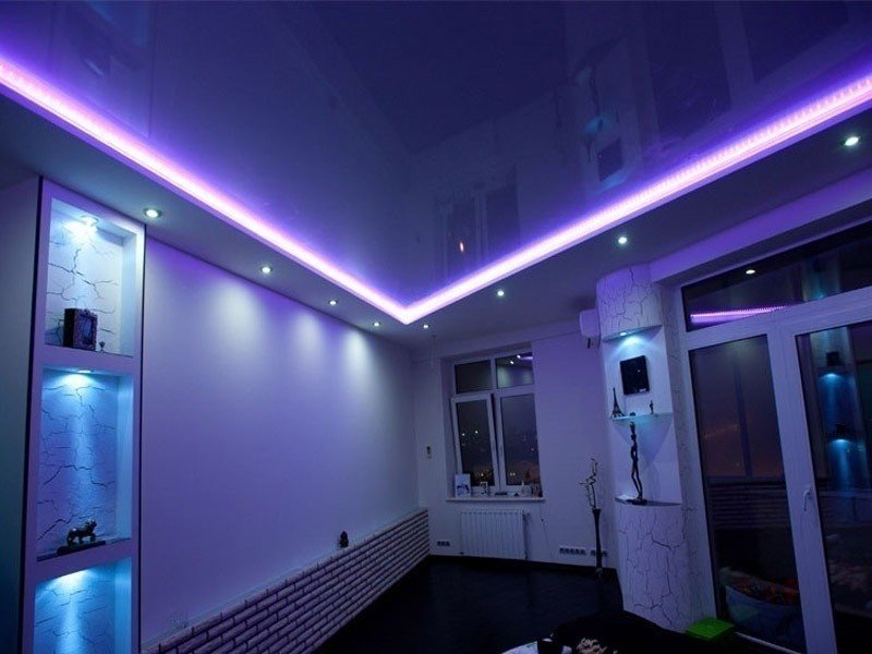 Двухуровневый потолок с диодной подсветкой