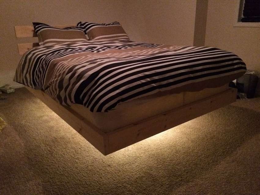 Парящая кровать с подсветкой своими руками