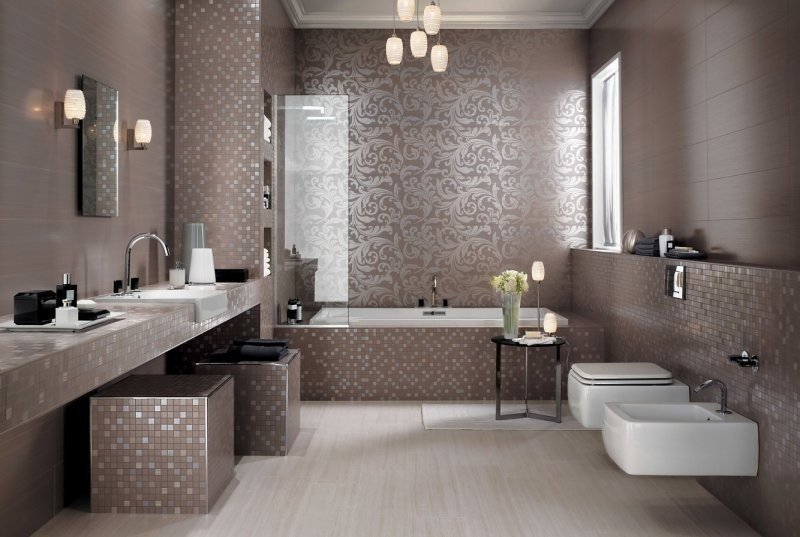 Дизайн ванной комнаты в коричневом цвете