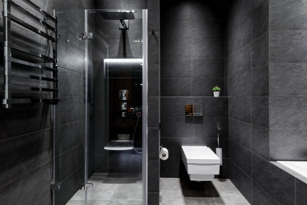 Ванная в минималистичном стиле черное